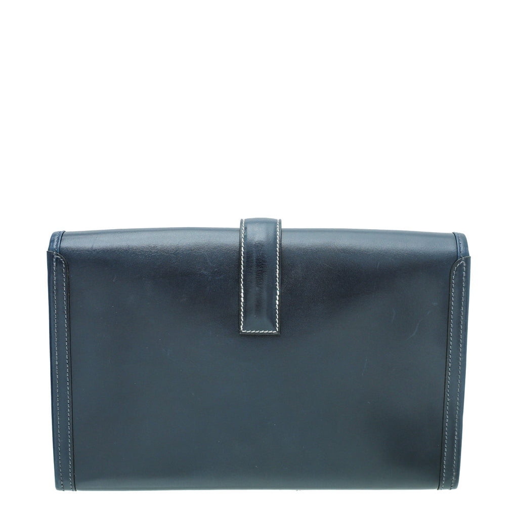 Hermes Navy Blue Jige Elan 29 Box Clutch