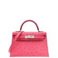 Hermes Rose Ostrich Tyrine Mini Kelly Bag
