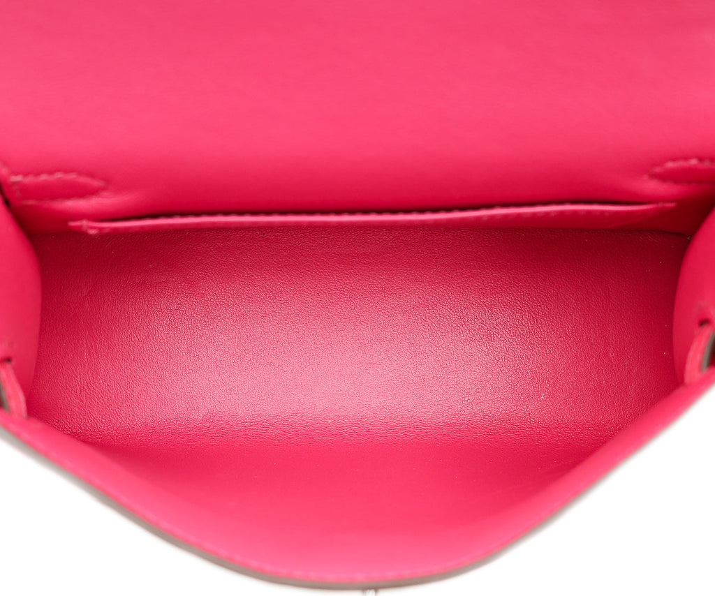 Hermes Rose Ostrich Tyrine Mini Kelly Bag