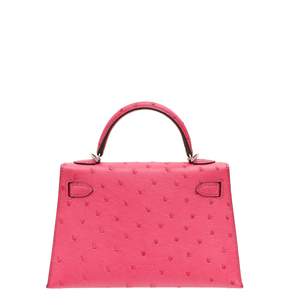 Hermes Rose Ostrich Tyrine Mini Kelly Bag