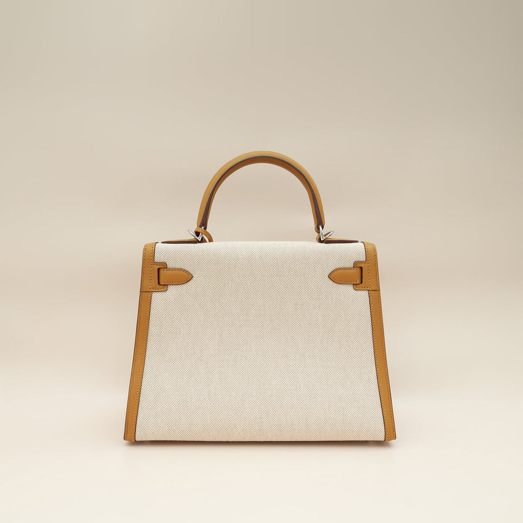 Hermes Bicolor Toile H Swift Kelly Sellier 28 Bag