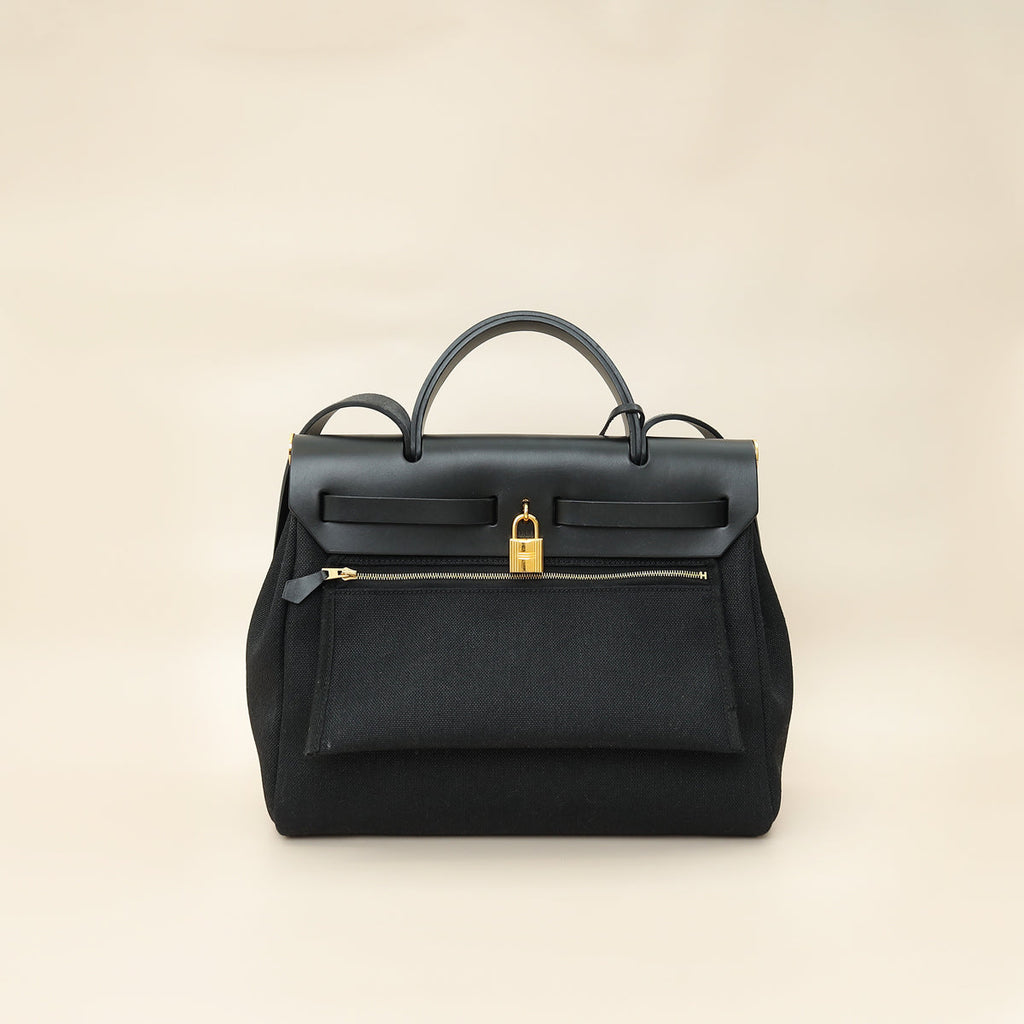 Hermes Noir Herbag Zip 31 Retourne Vache Hunter PM Bag