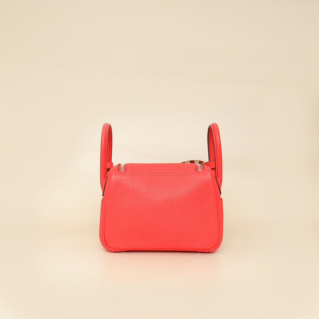 Hermes Rose Texas Lindy Mini Bag W/ Sangle Maxi Quadrille Strap