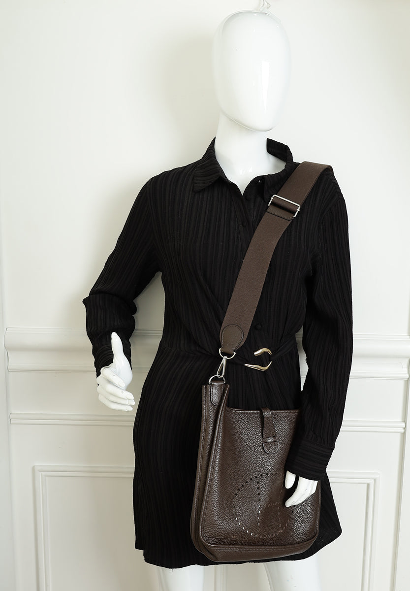 Hermes Chocolate Evelyne III PM Bag