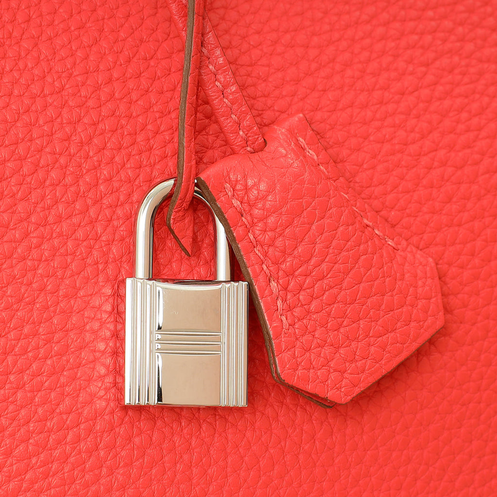 Hermes Rouge Pivoine Retourne Birkin 35 Bag
