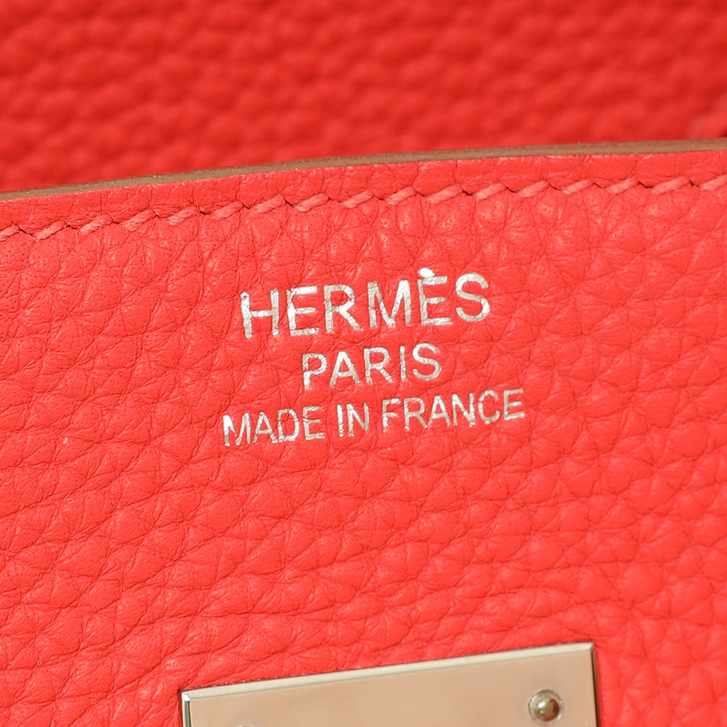 Hermes Rouge Pivoine Retourne Birkin 35 Bag