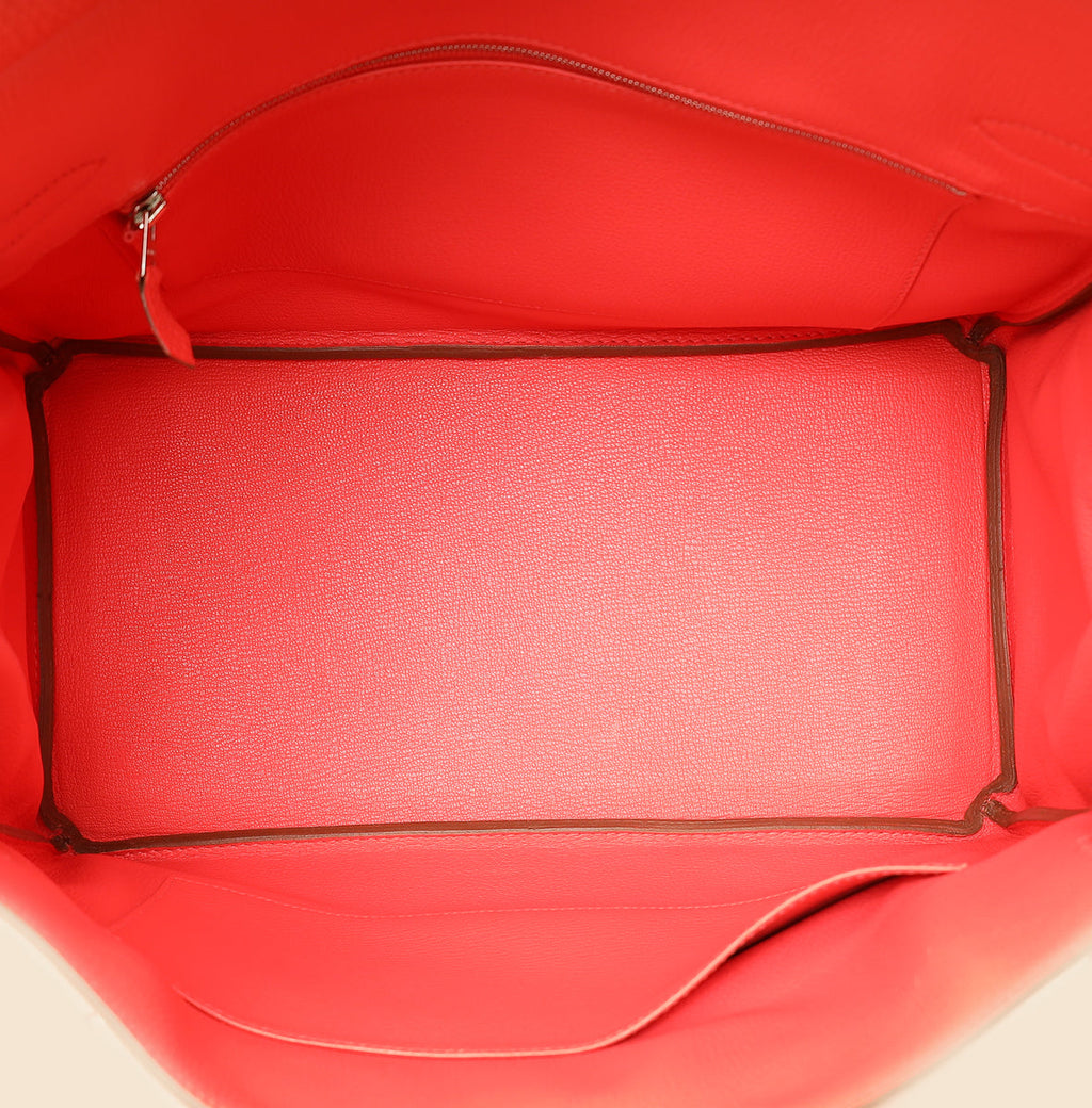 Hermes Rouge Pivoine Retourne Birkin 35 Bag