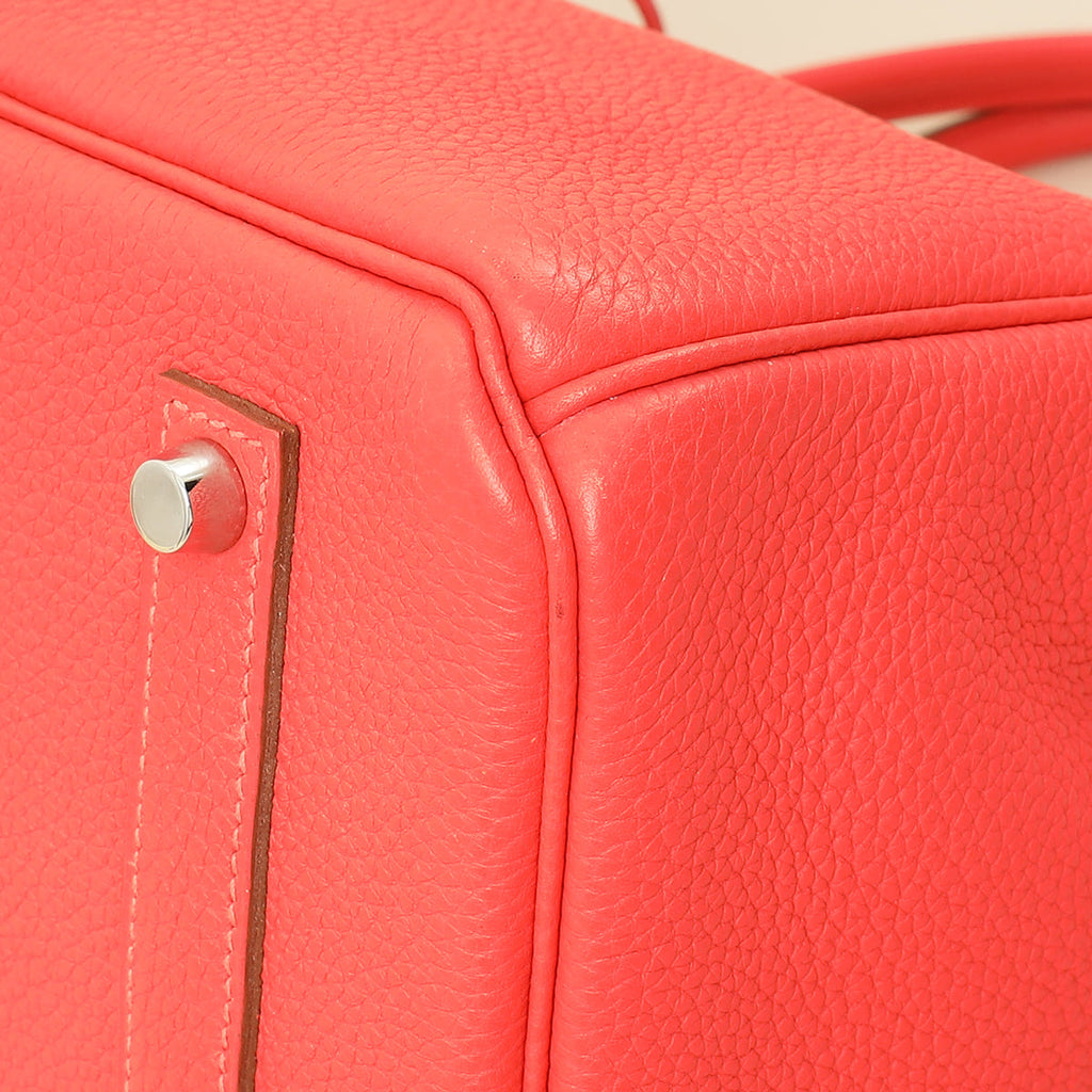 Hermes Rouge Pivoine Retourne Birkin 35 Bag