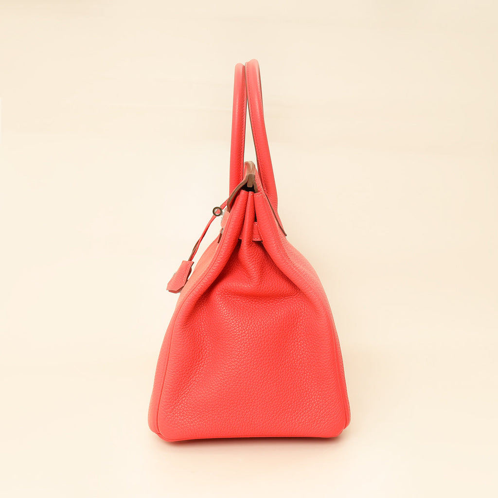Hermes Rouge Pivoine Retourne Birkin 35 Bag
