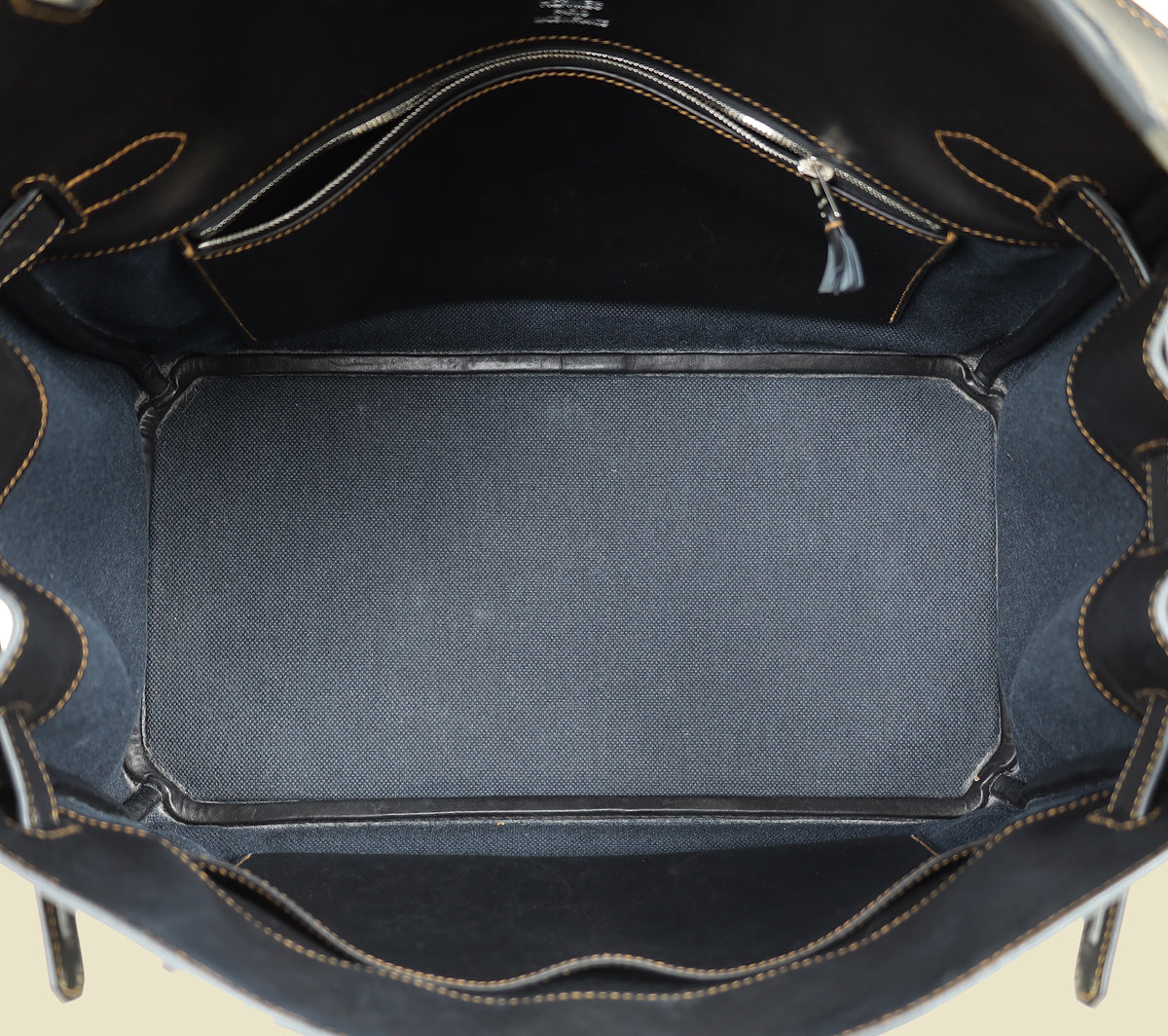 Hermes Noir Ghillies Birkin 35 Bag