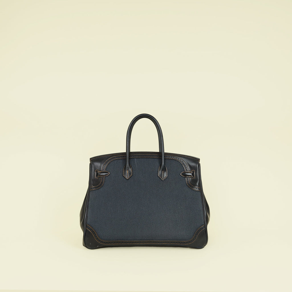 Hermes Noir Ghillies Birkin 35 Bag
