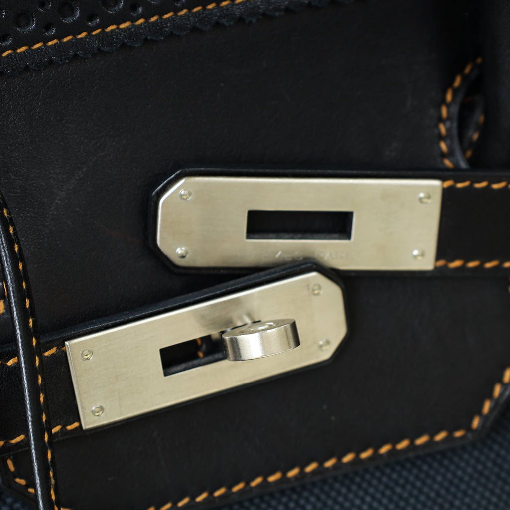 Hermes Noir Ghillies Birkin 35 Bag