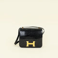 Hermes Noir Verso Shiny Alligator Constance 24 Bag