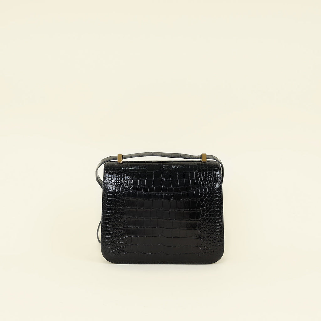 Hermes Noir Verso Shiny Alligator Constance 24 Bag