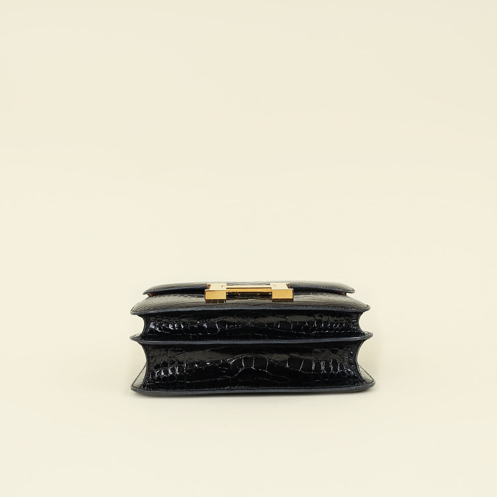 Hermes Noir Verso Shiny Alligator Constance 24 Bag