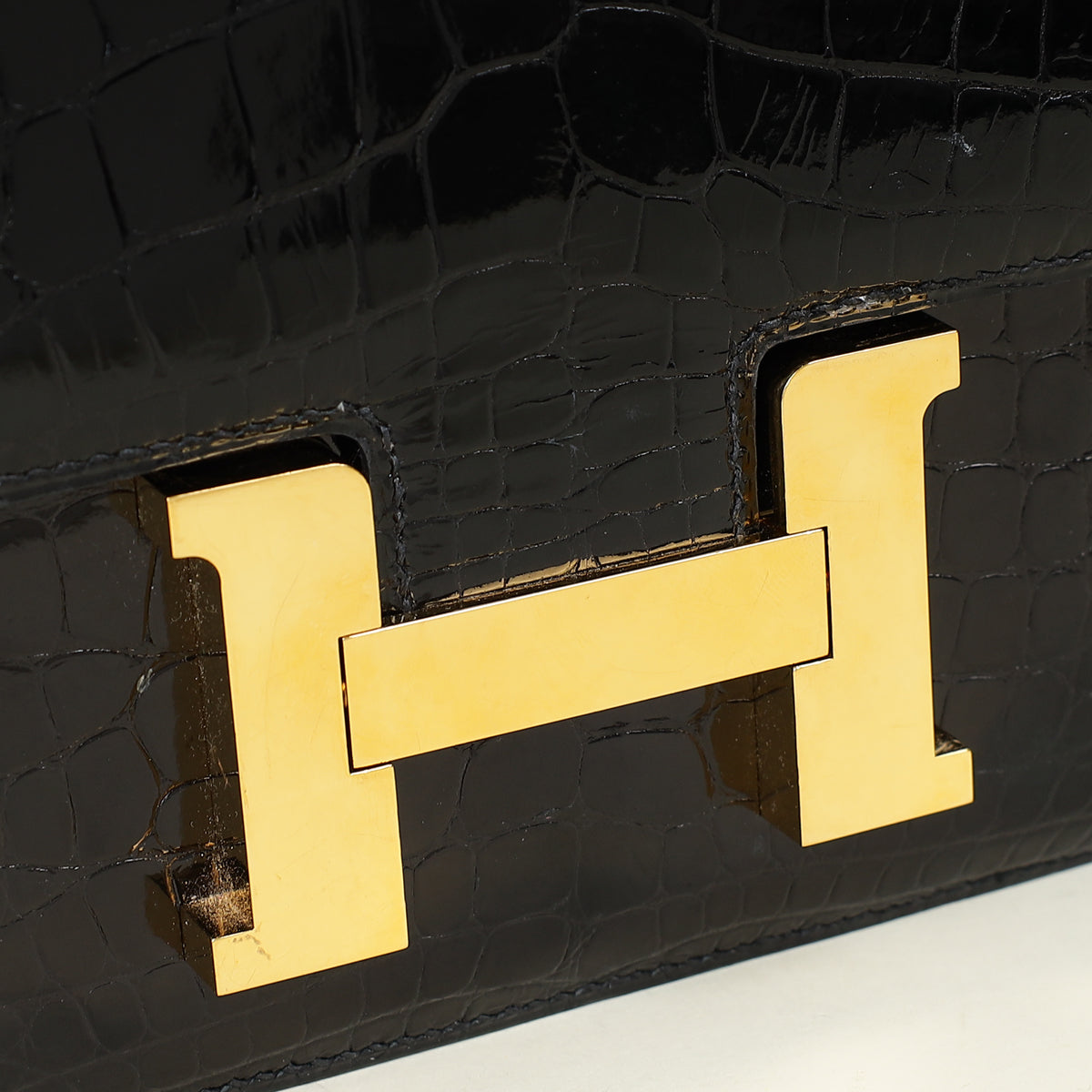 Hermes Noir Verso Shiny Alligator Constance 24 Bag