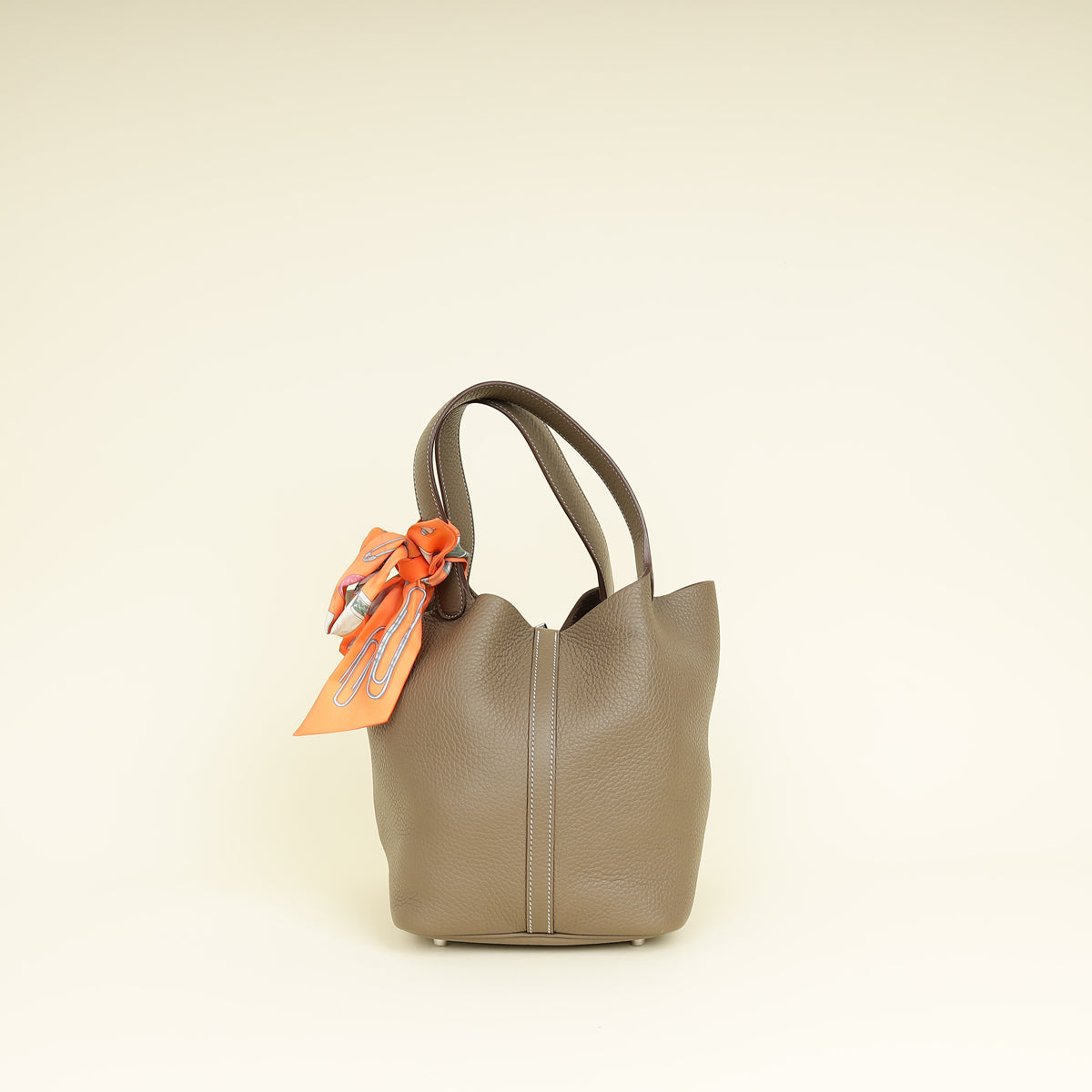 Hermes Etoupe Picotin Lock 22 Bag W/ Twily