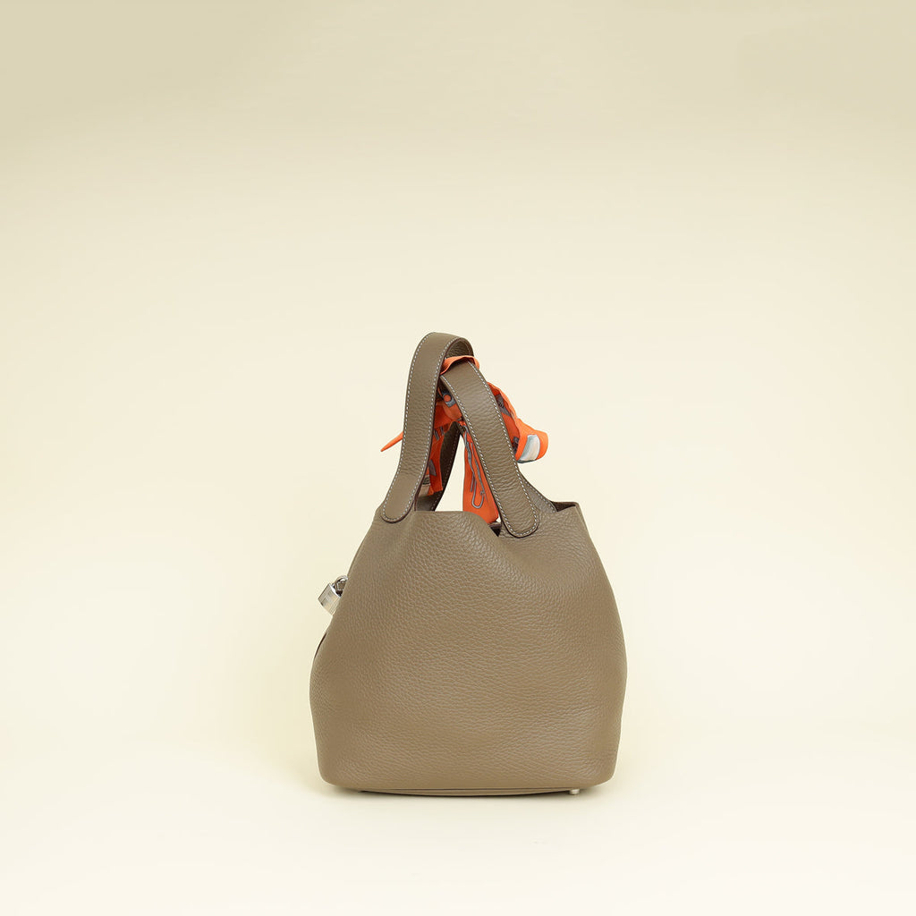 Hermes Etoupe Picotin Lock 22 Bag W/ Twily