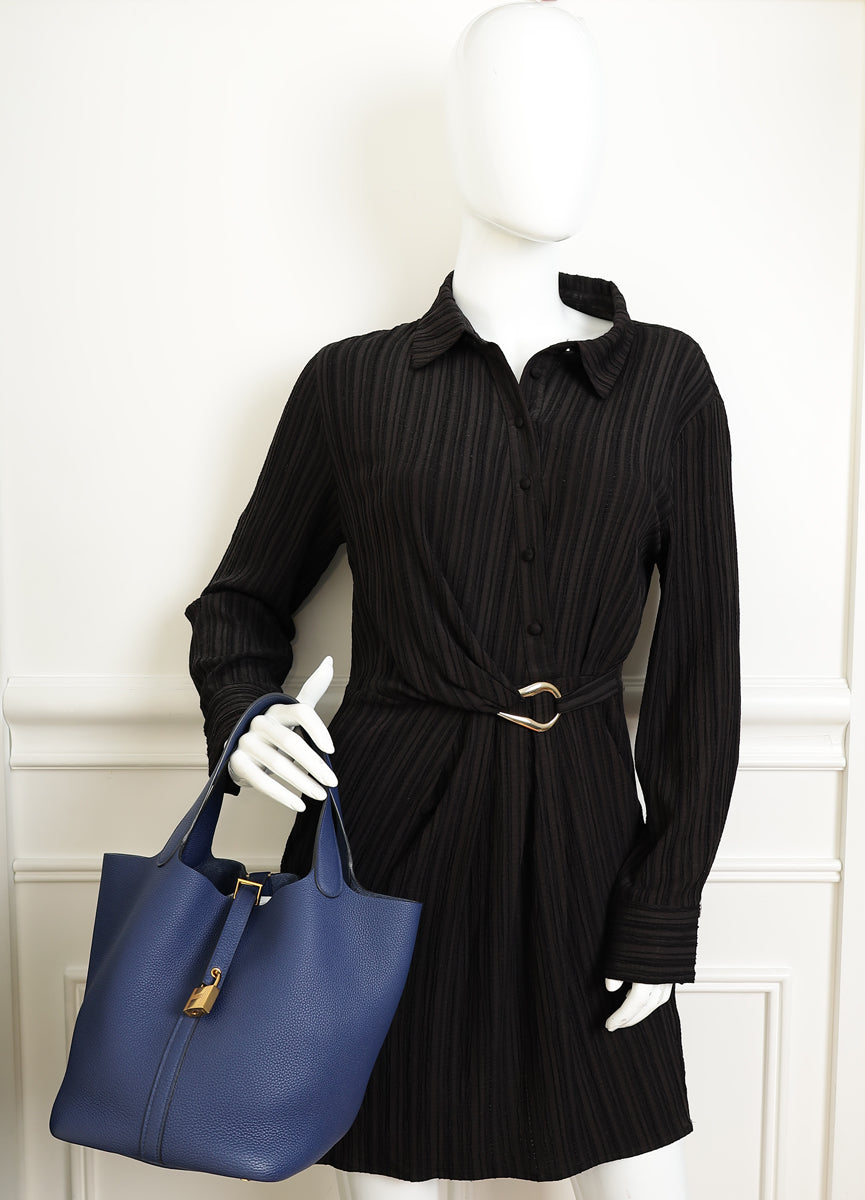 Hermes Bleu Saphir Picotin Lock 22 Bag