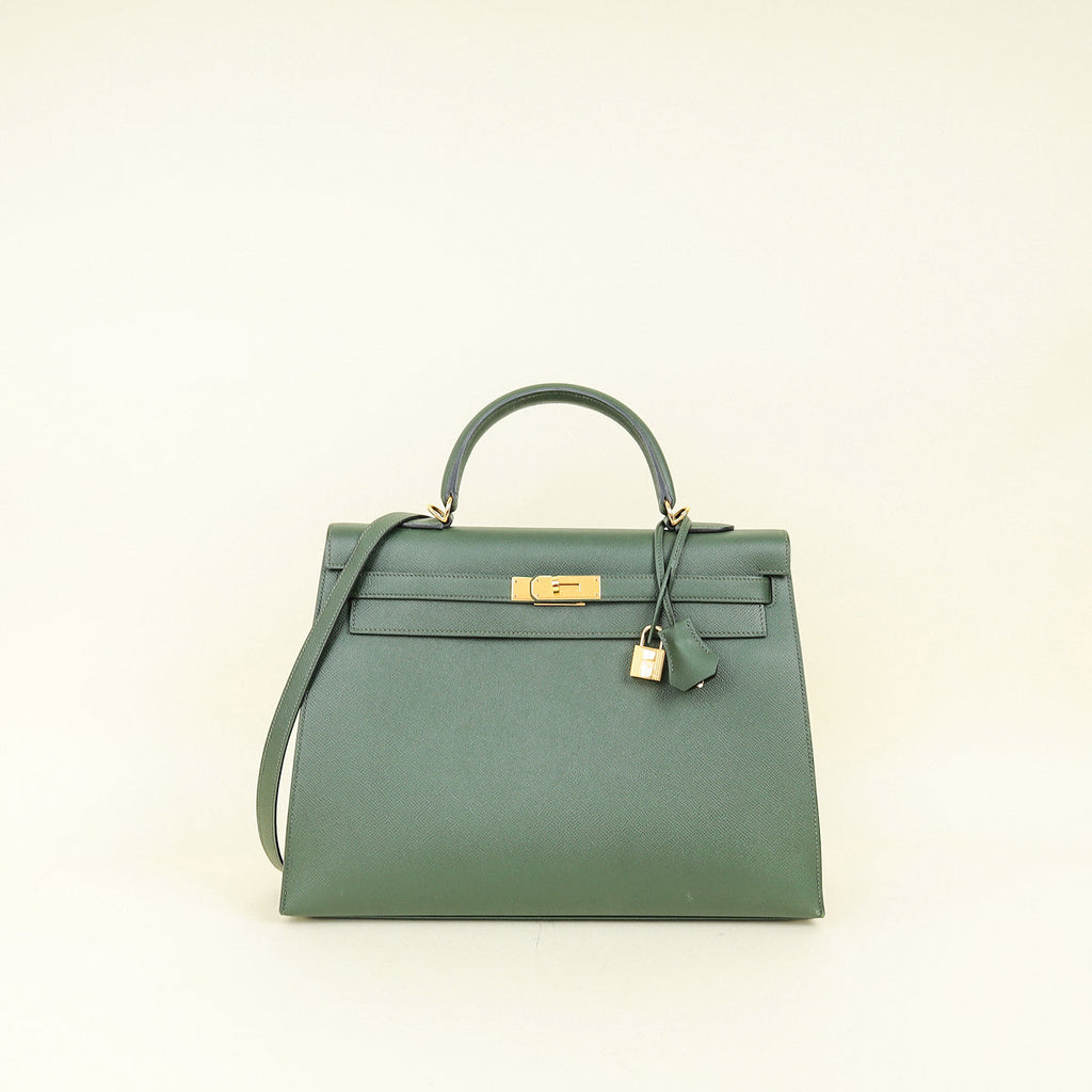 Hermes Vert Anglais Kelly 35 Sellier Bag