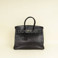 Hermes Noir Matte Porosus Crocodile Birkin 35 Bag