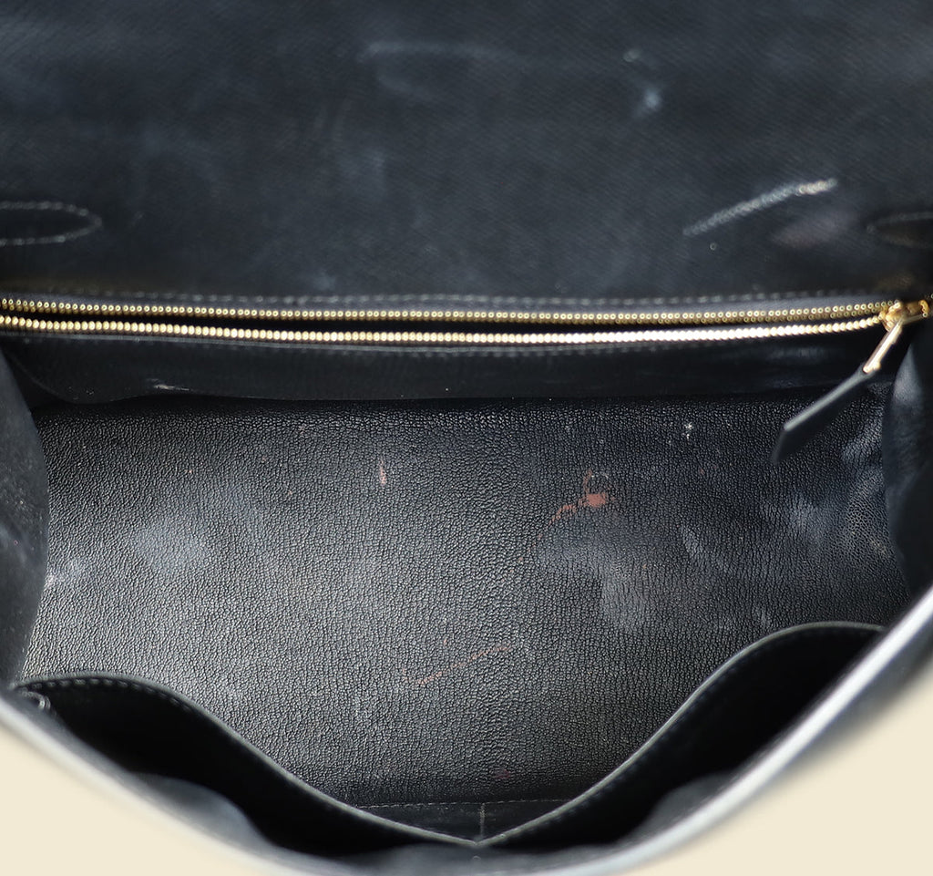 Hermes Noir Sellier Kelly 28 Bag