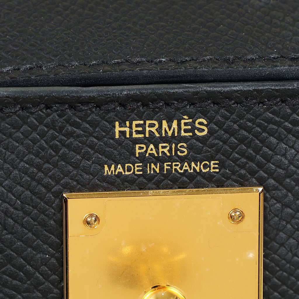 Hermes Noir Sellier Kelly 28 Bag