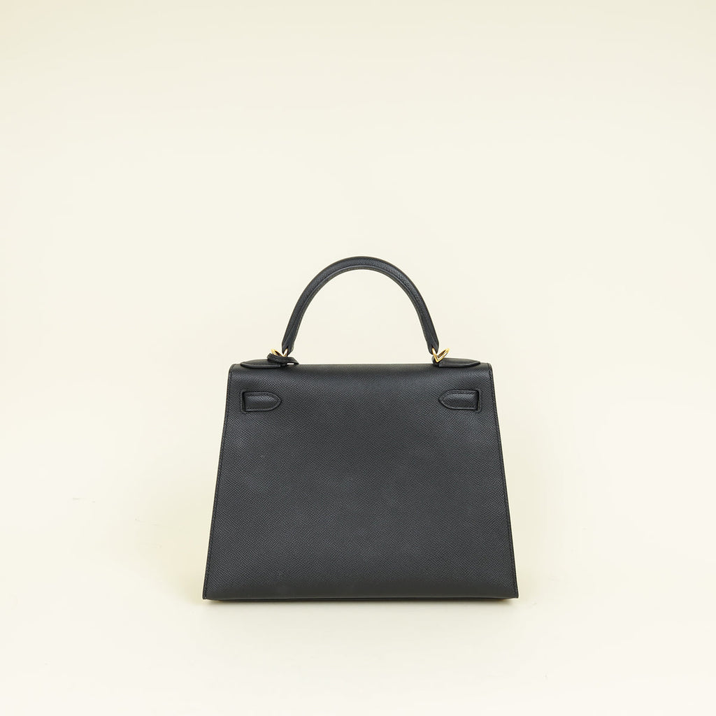 Hermes Noir Sellier Kelly 28 Bag