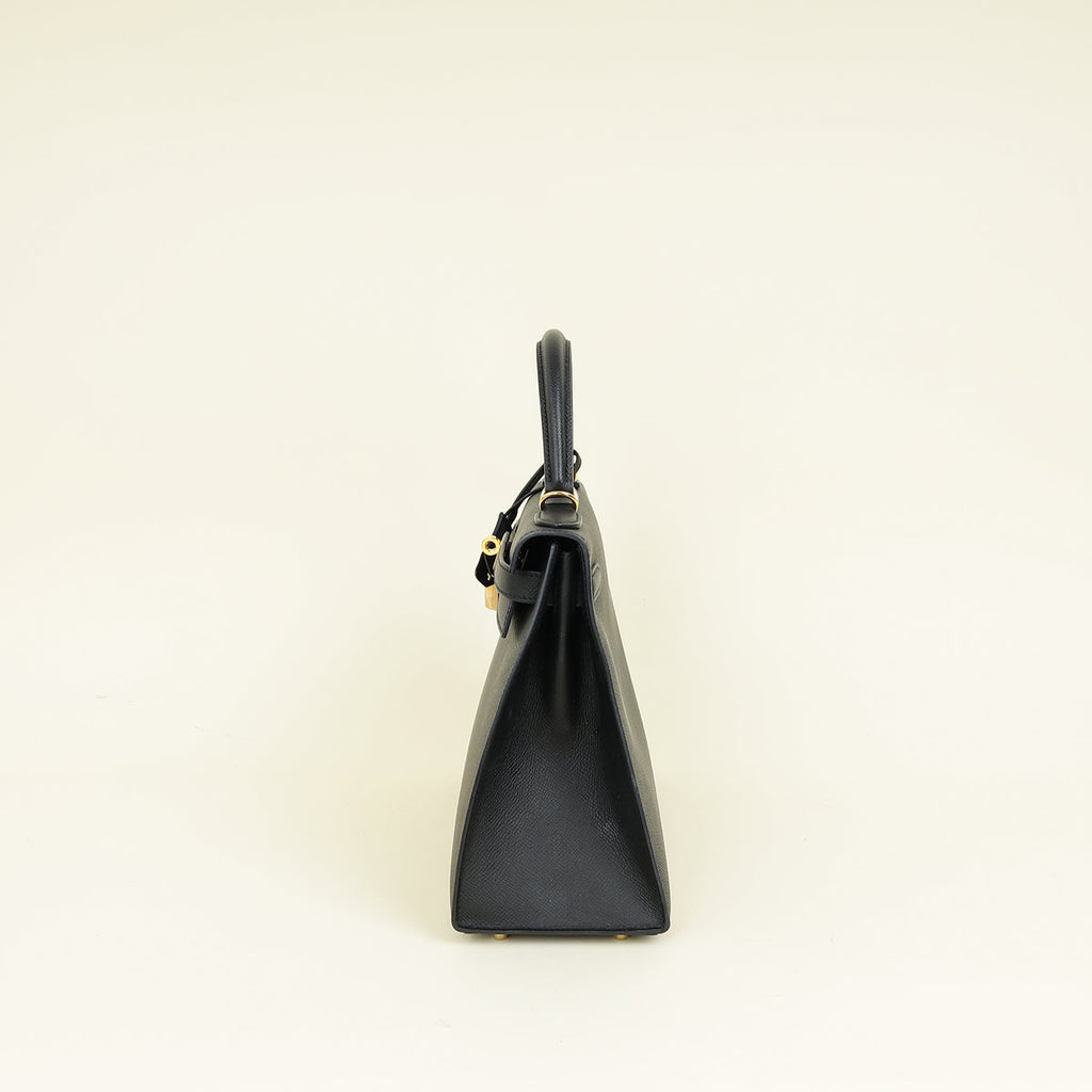 Hermes Noir Sellier Kelly 28 Bag