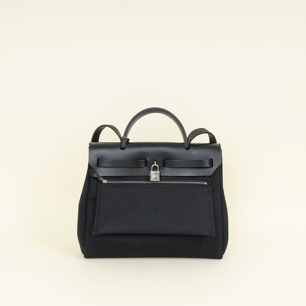 Hermes Noir Herbag Zip 31 PM Retourne Bag