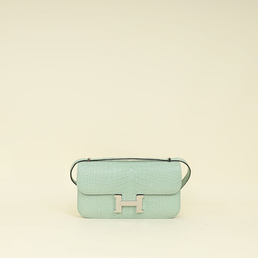 Hermes Vert D'ea Constance Elan Matte Mississippiensis Alligator Bag