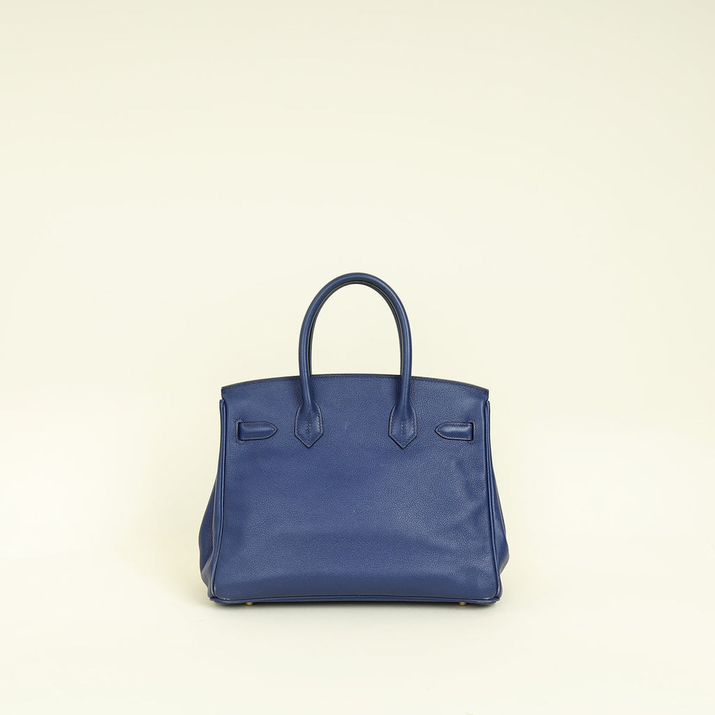 Hermes Bleu Saphire Birkin 30 Evercolor Bag