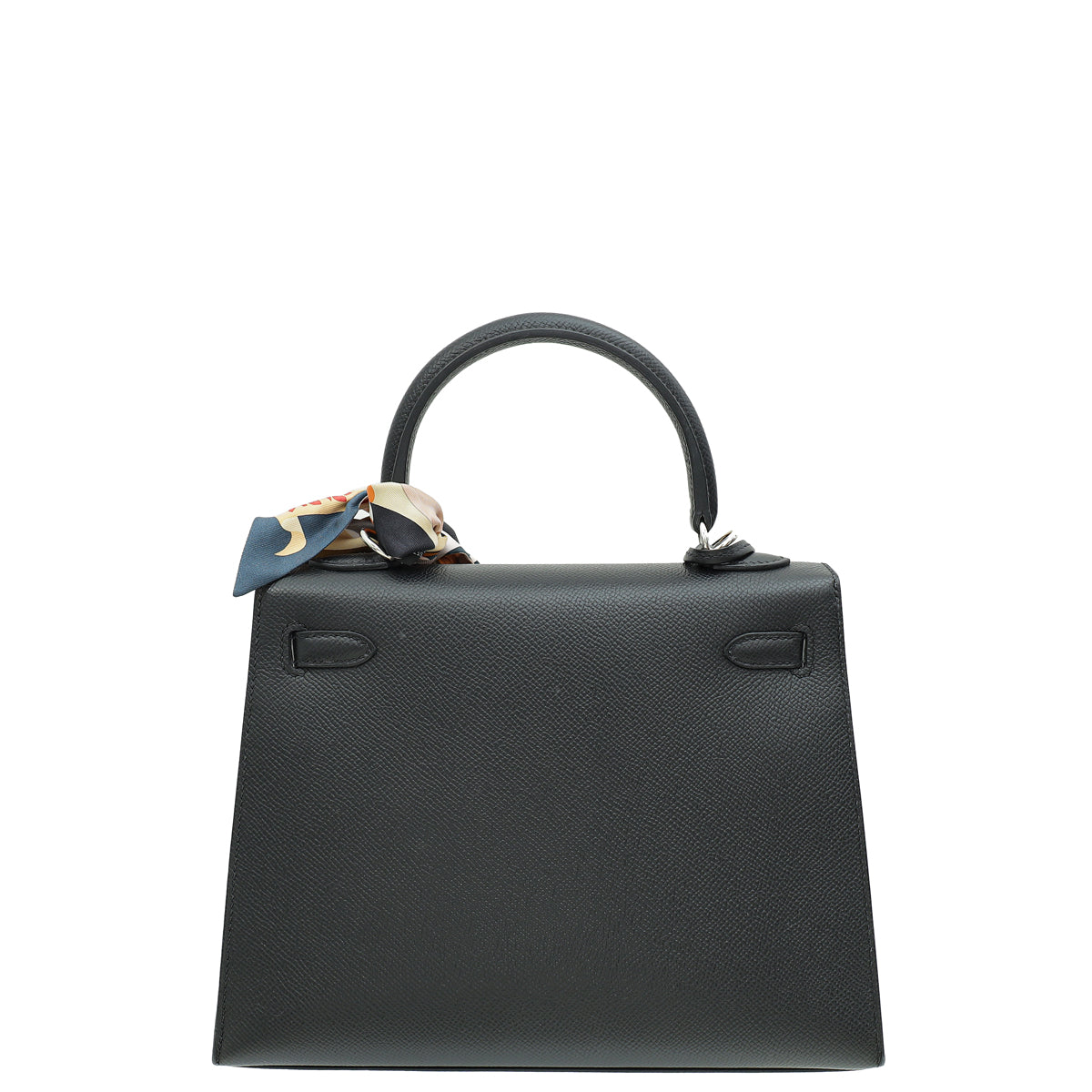 Hermes Noir Kelly 25 Sellier Bag W/ Twilly