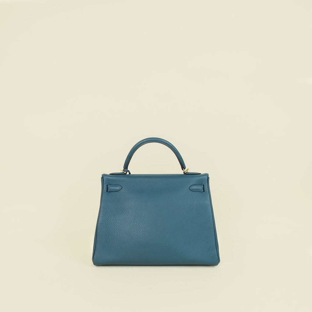 Hermes Bleu Colvert Kelly 32 Retourne Bag