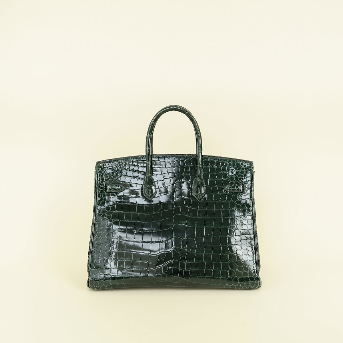 Hermes Vert Emerald Shiny Porosus Crocodile Birkin 35 Bag
