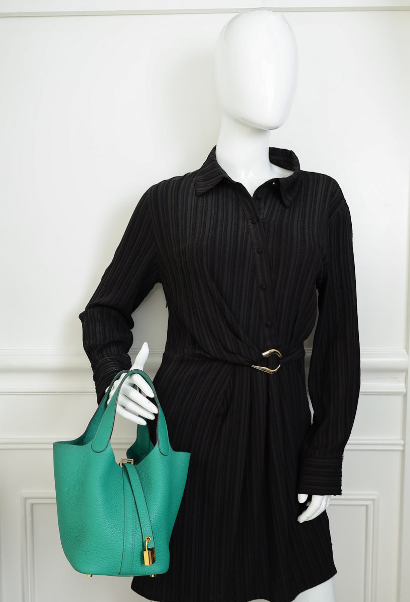 Hermes Vert Jade Picotin Lock 18 Bag