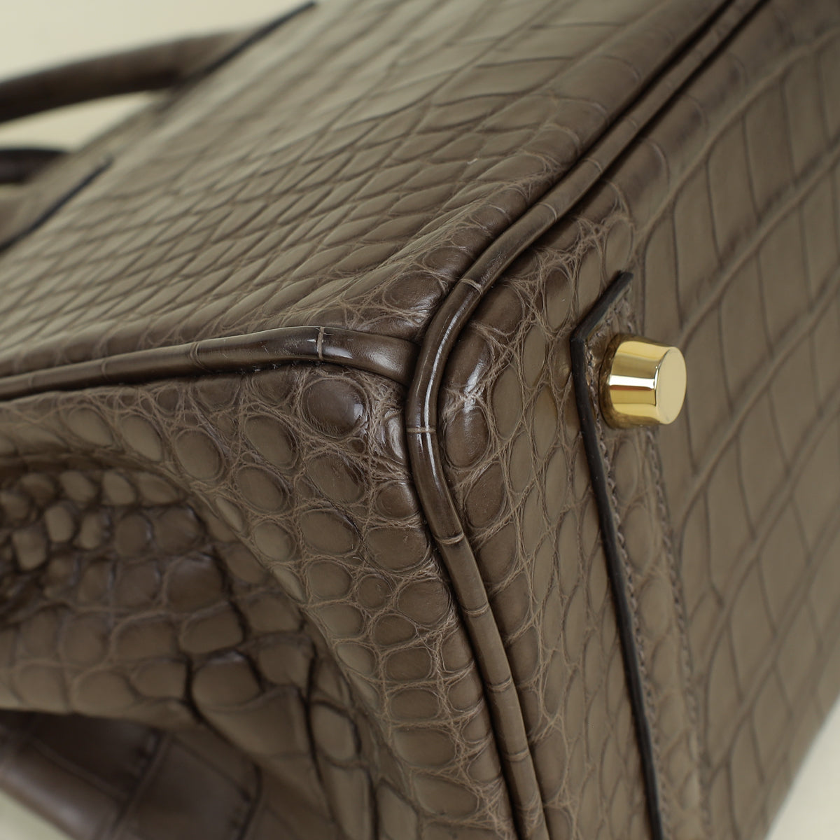 Hermes Gris Elephant 8C Matte Alligator Mississippiensis Birkin 25 Bag