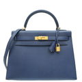 Hermes Bleu Saphire Kelly 32 Sellier Bag