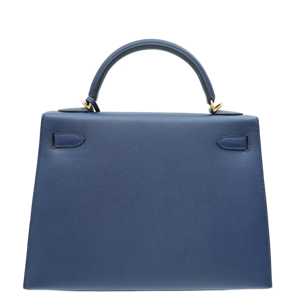 Hermes Bleu Saphire Kelly 32 Sellier Bag