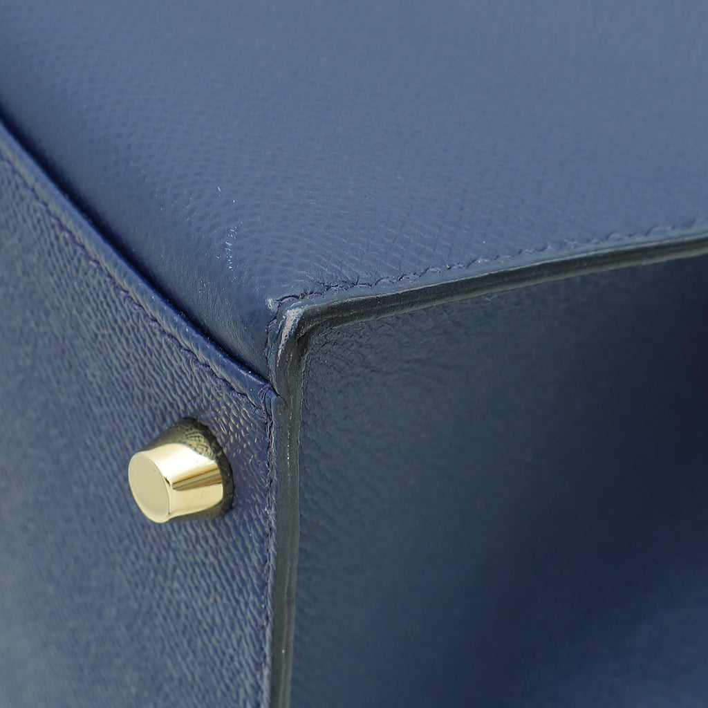Hermes Bleu Saphire Kelly 32 Sellier Bag