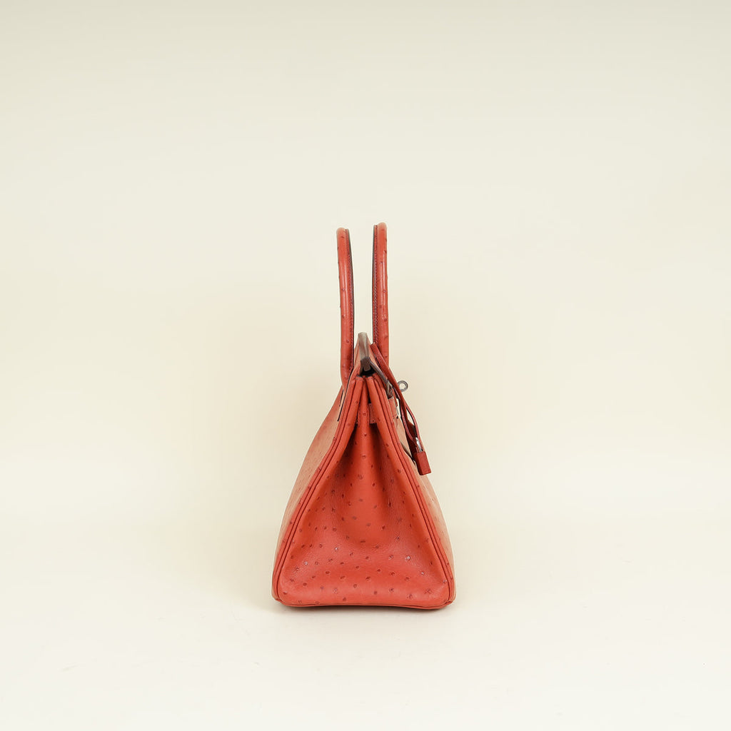 Hermes Cuivre Ostrich Retourne Horseshoe Birkin 30 Bag