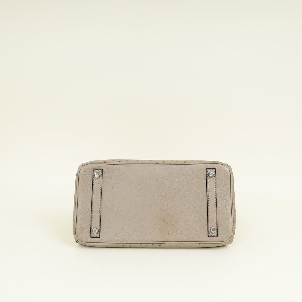 Hermes Gris Tourterelle Ostrich Retourne Birkin 30 Bag