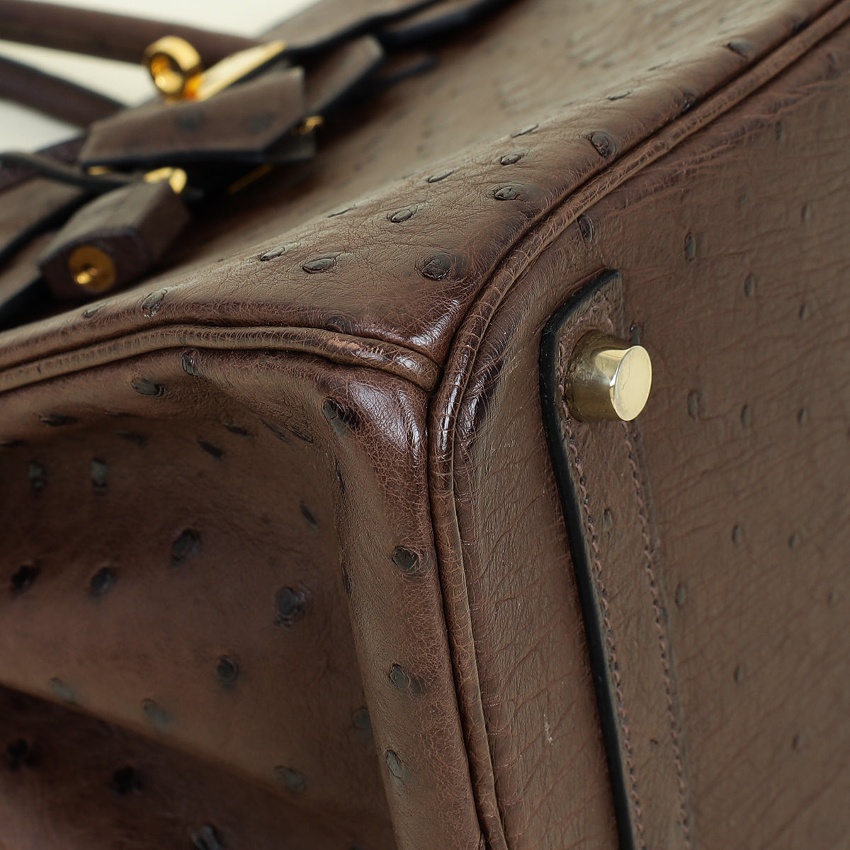 Hermes Chocolate Ostrich Retourne Birkin 30 Bag