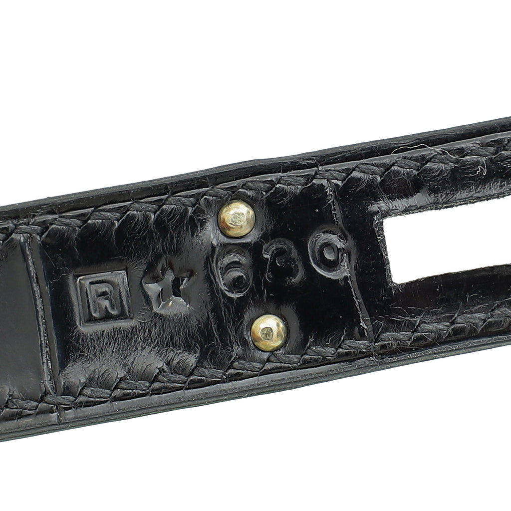 Hermes Noir Kelly Cut Shiny Crocodile Porosus Bag