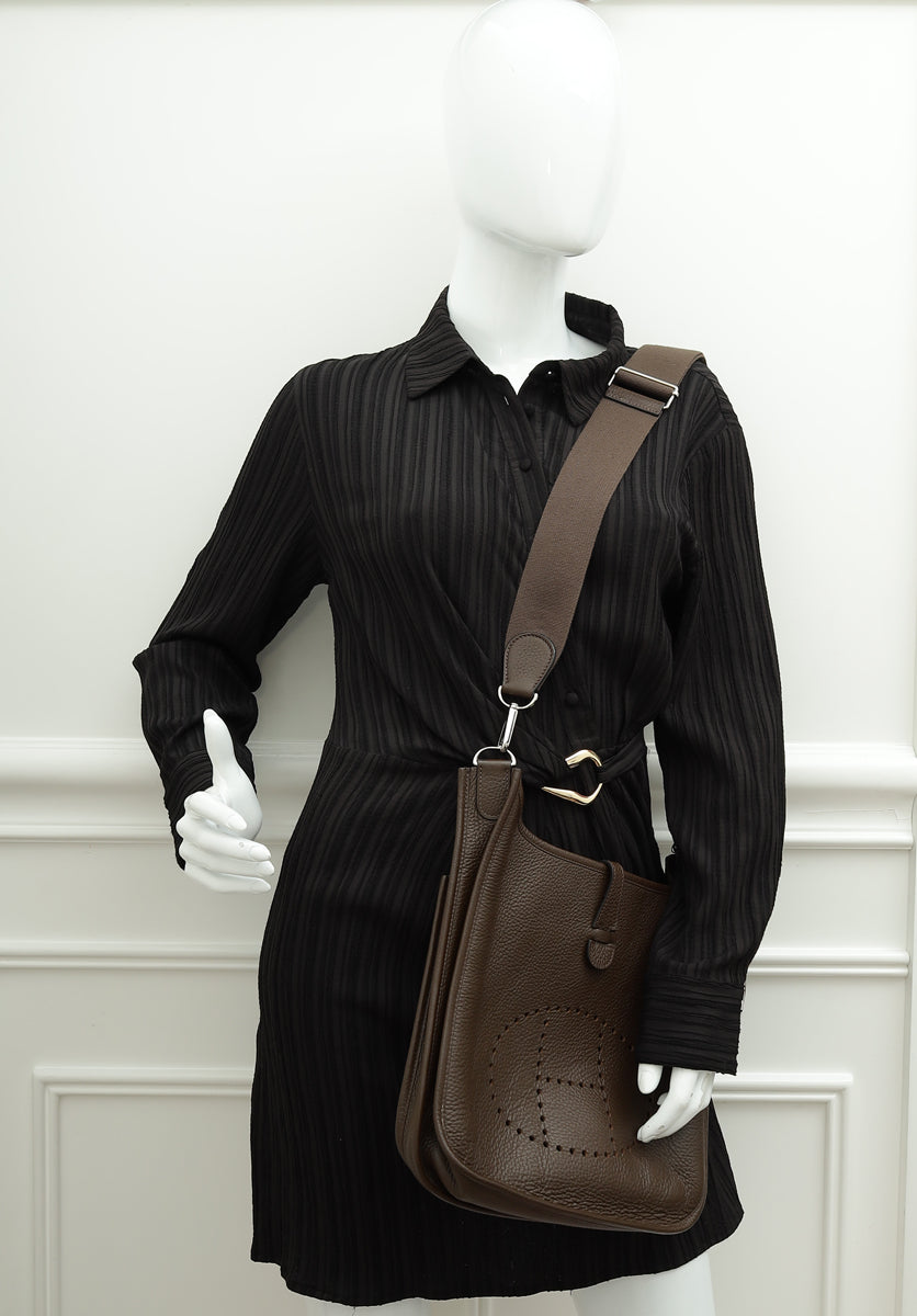 Hermes Chocolate Evelyne III PM Bag