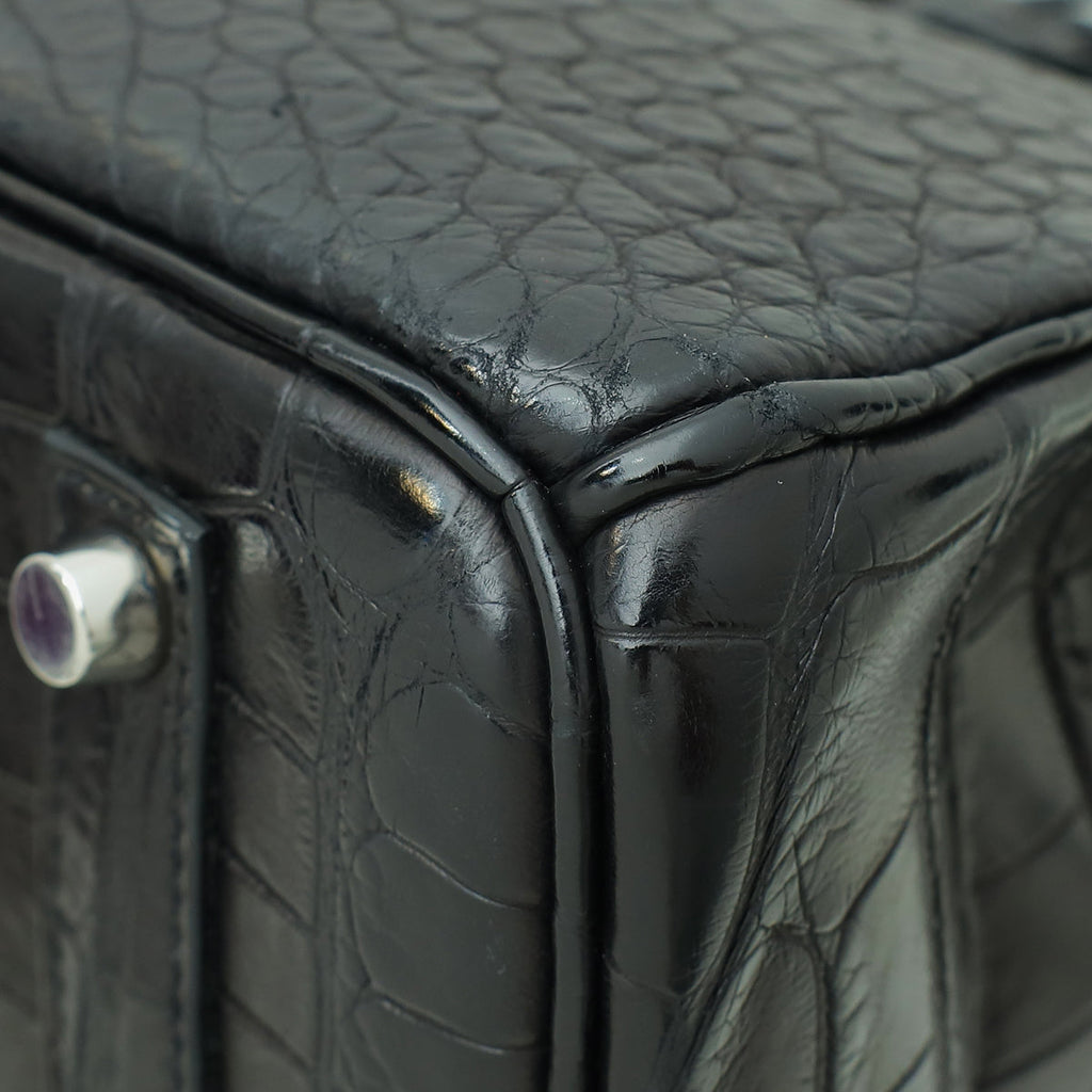 Hermes Noir Alligator Birkin 35 Bag
