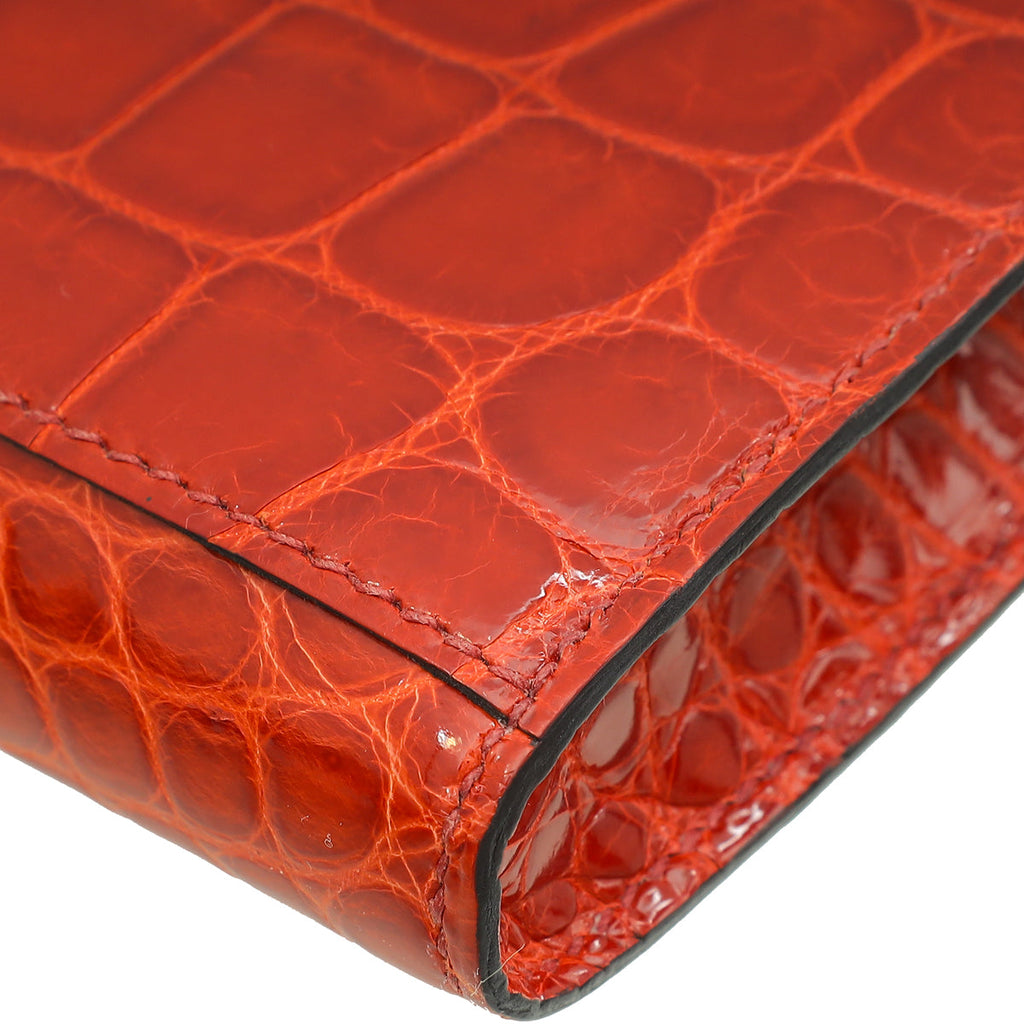 Hermes Miel Shiny Niloticus Crocodile Kelly Cut Bag