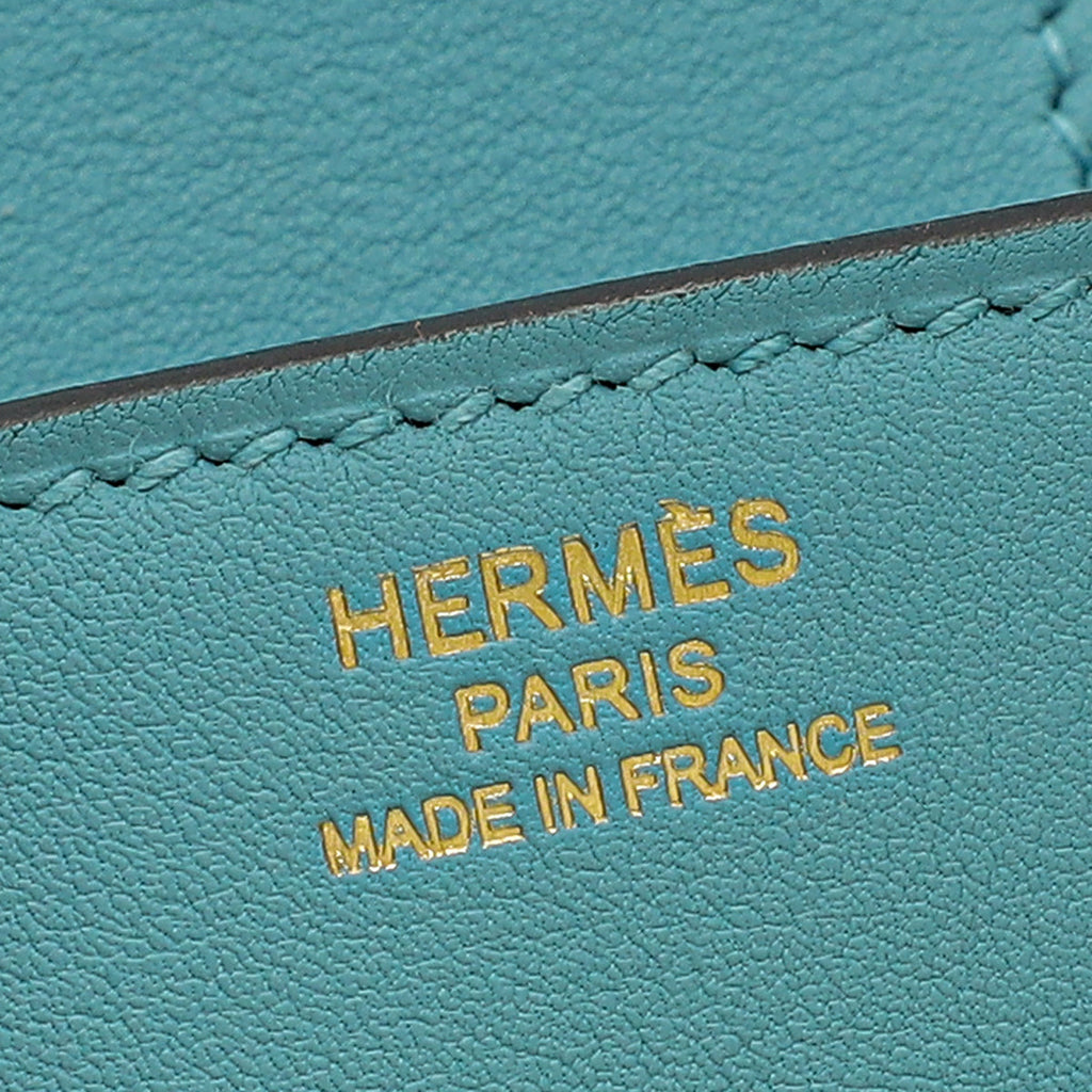 Hermes Bleu Atoll Retourne Birkin 25 Bag W/ Twillies