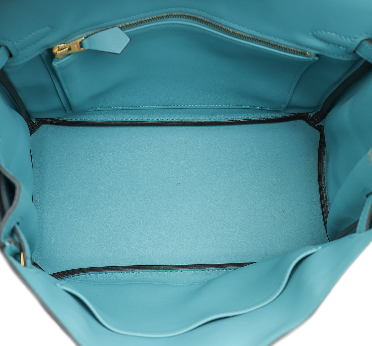 Hermes Bleu Atoll Retourne Birkin 25 Bag W/ Twillies