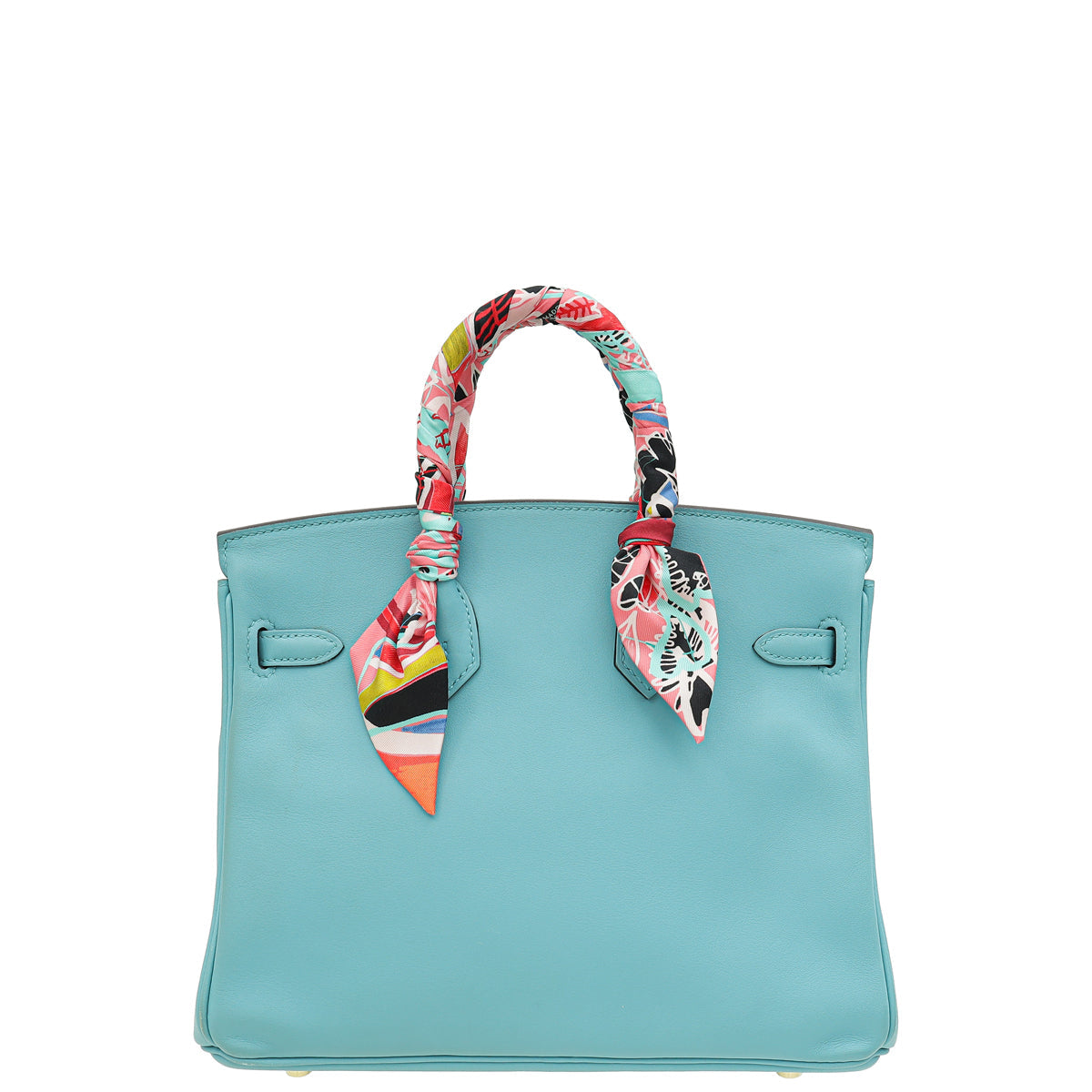 Hermes Bleu Atoll Retourne Birkin 25 Bag W/ Twillies